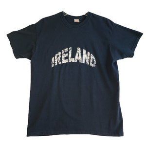 Ireland T-Shirt Mens Large Black Graphic Ireland Spellout Logo Cotton Classic